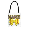 Softball mama tote bag -she plays, I pray/leopard print Softball bow