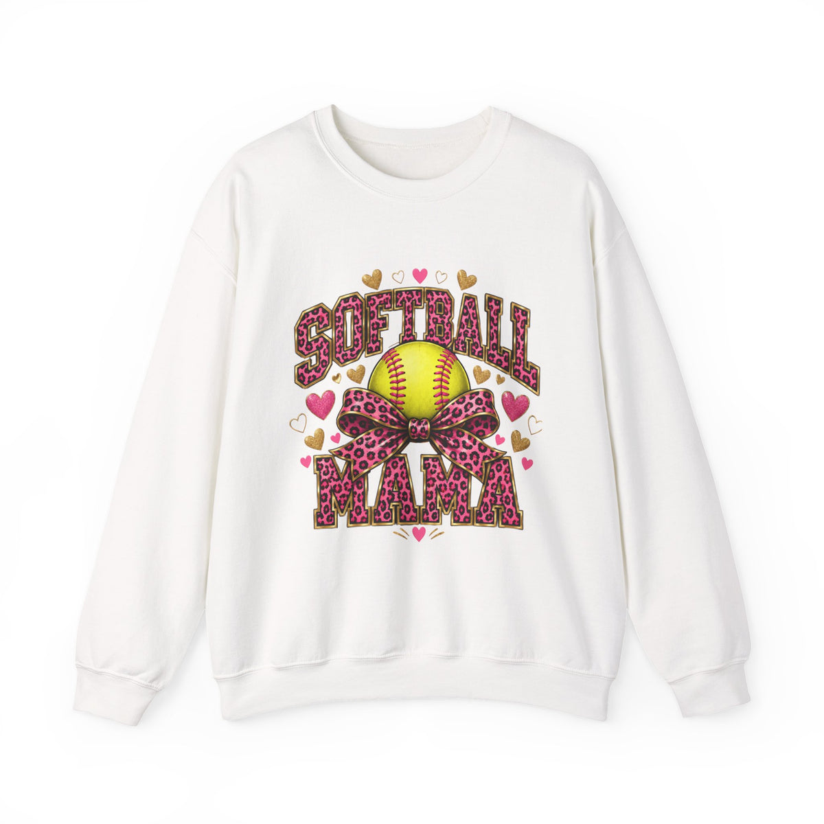 Softball mama sweatshirt/pink leopard print bow and Softball crewneck