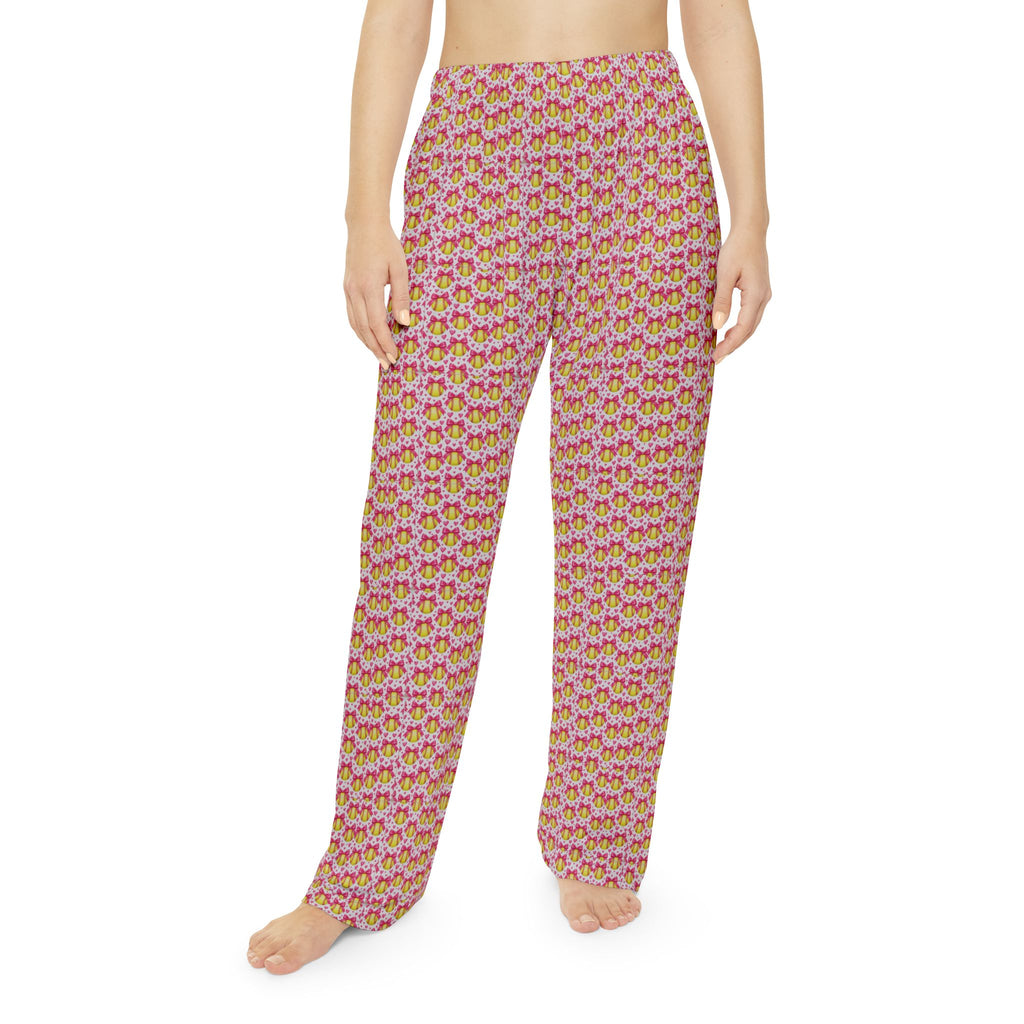 Softball girl, pink bow pajama pants, cute Softball sleep wear