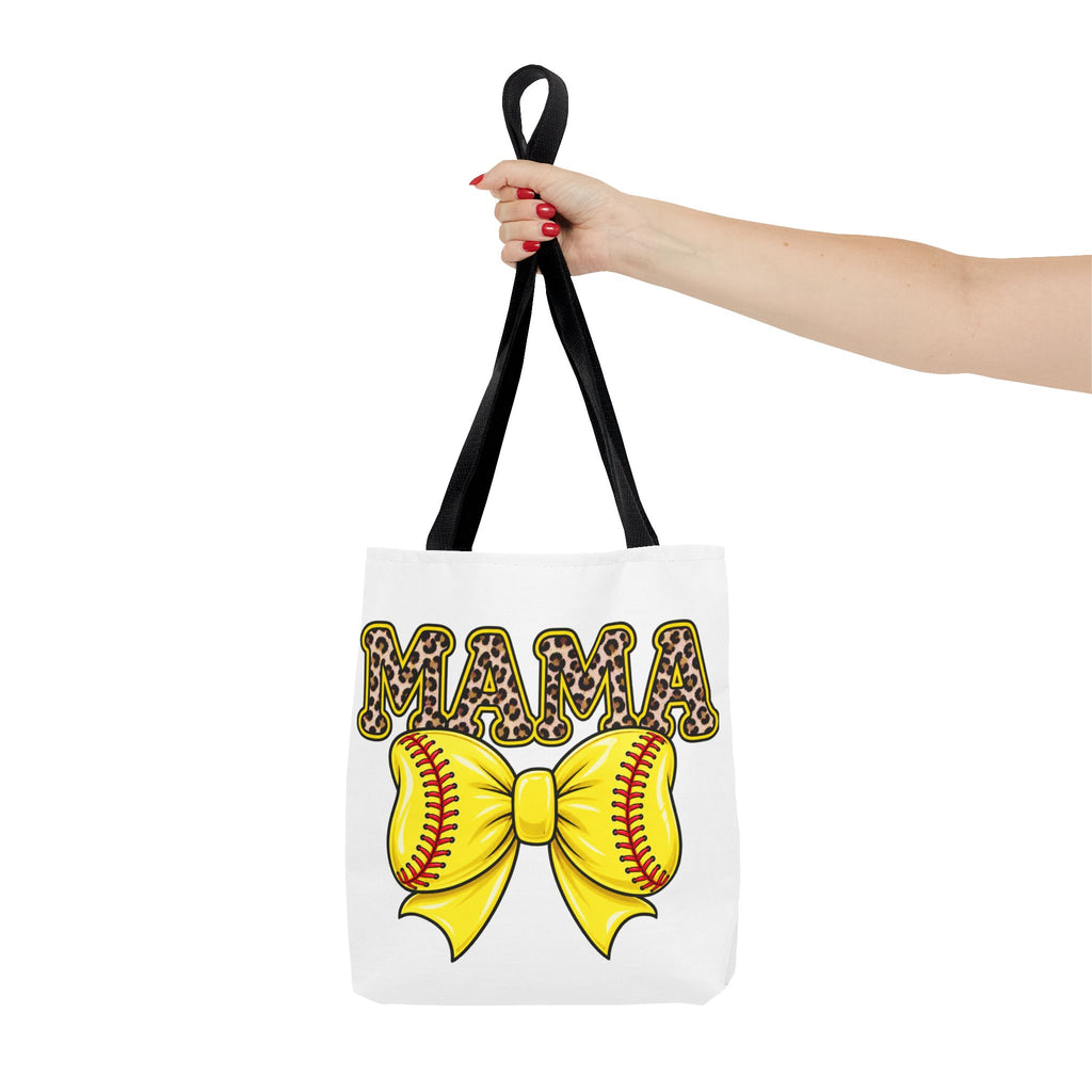 Softball mama tote bag -she plays, I pray/leopard print Softball bow