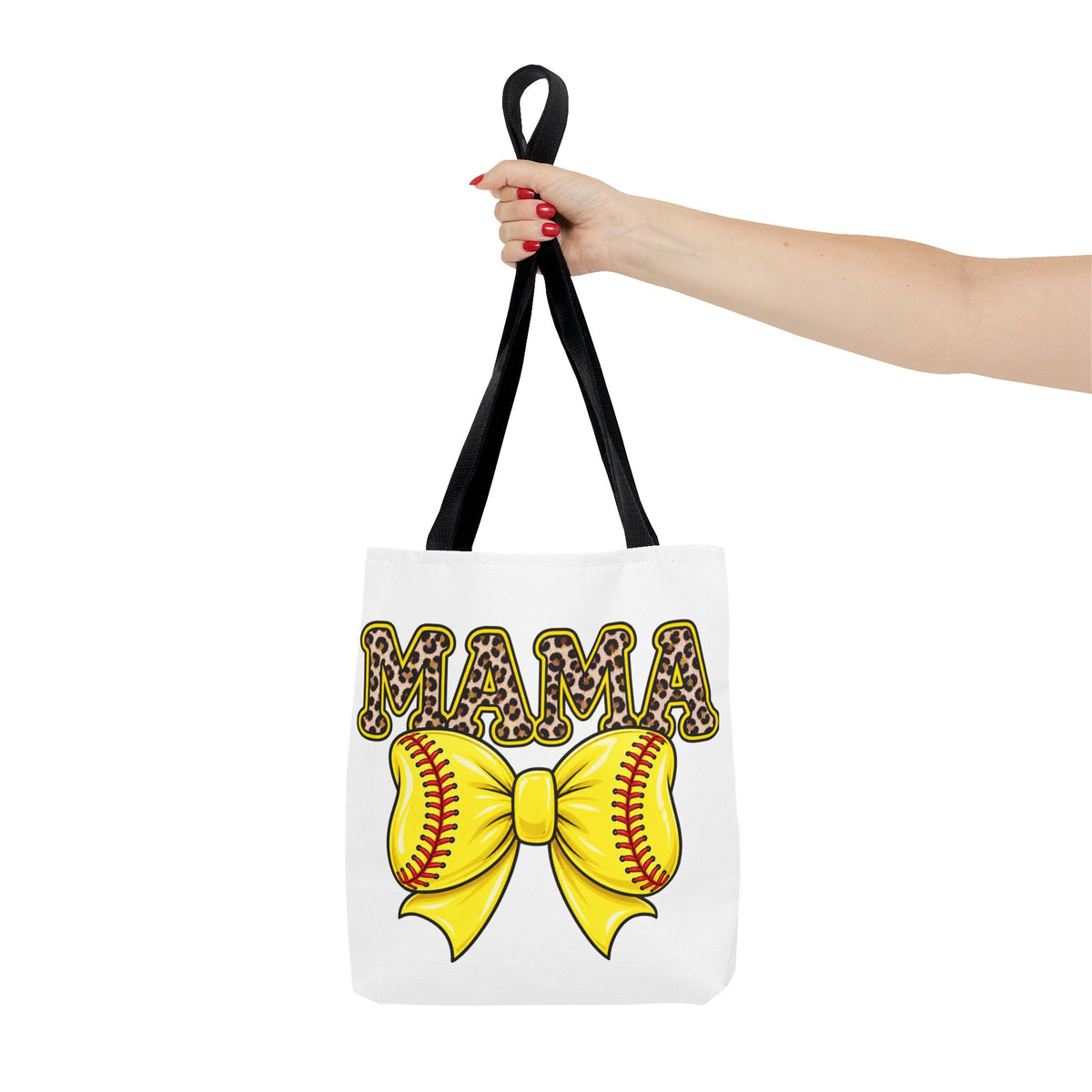 Softball mama tote bag -she plays, I pray/leopard print Softball bow