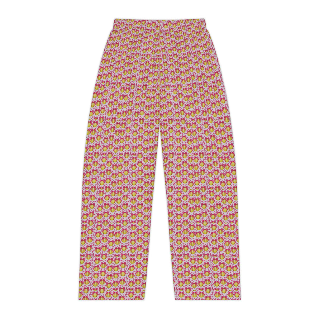 Softball girl, pink bow pajama pants, cute Softball sleep wear