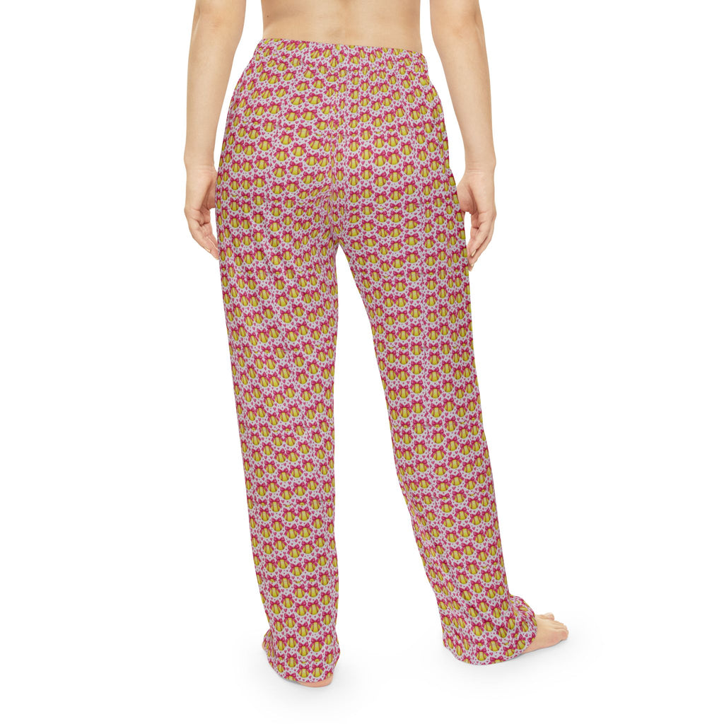 Softball girl, pink bow pajama pants, cute Softball sleep wear
