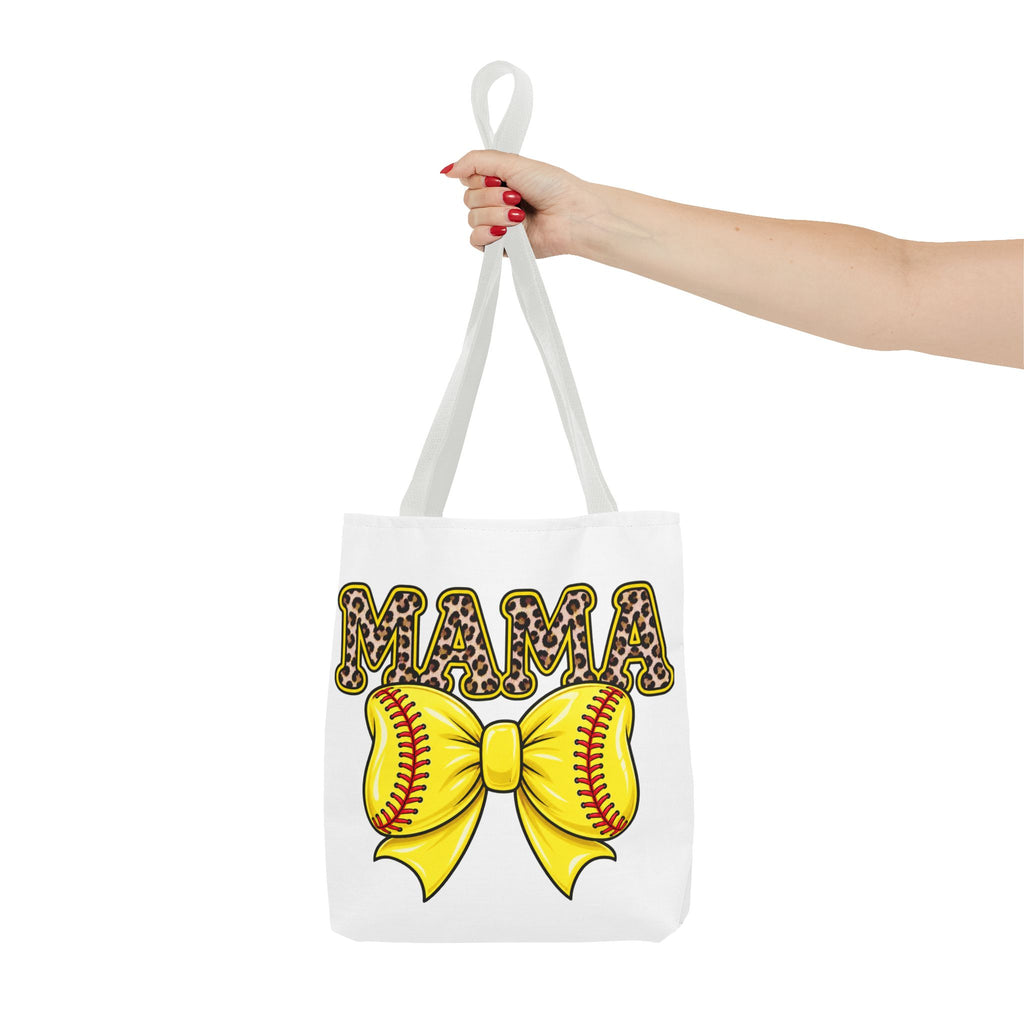 Softball mama tote bag -she plays, I pray/leopard print Softball bow