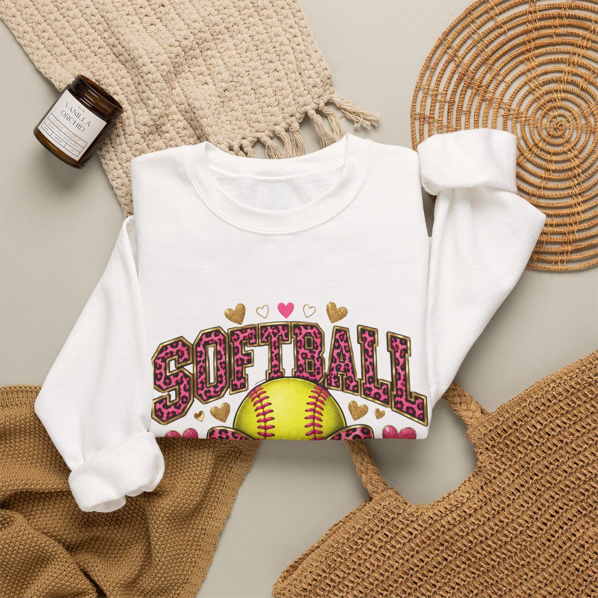 Softball mama sweatshirt/pink leopard print bow and Softball crewneck