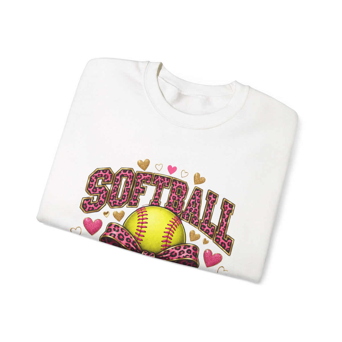 Softball mama sweatshirt/pink leopard print bow and Softball crewneck