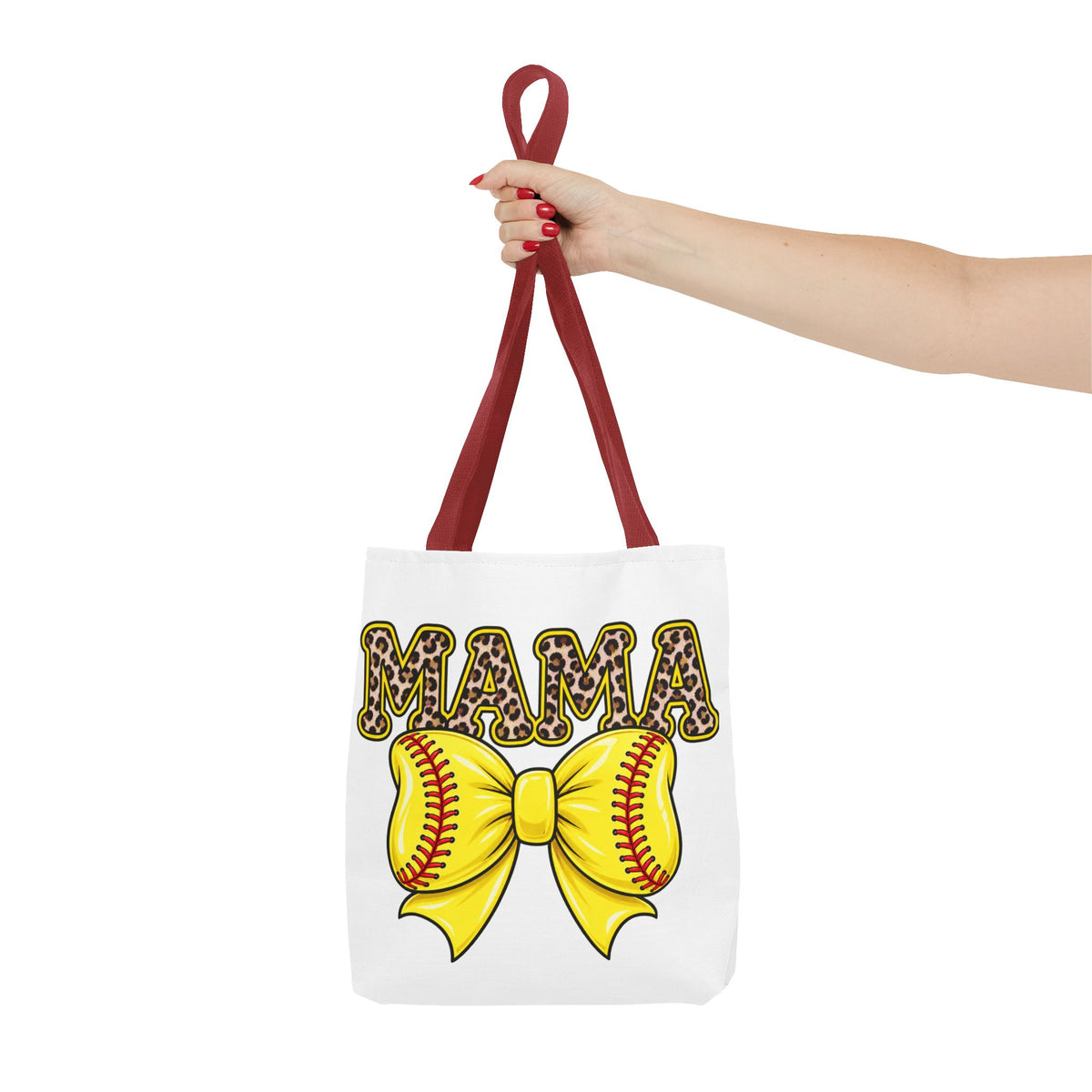 Softball mama tote bag -she plays, I pray/leopard print Softball bow